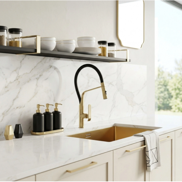 Смеситель для кухни REA CASTOR BLACK BRUSHED GOLD