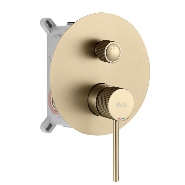 Душевая система REA LUNGO STRIPE BRUSHED GOLD + BOX скрытого монтажа
