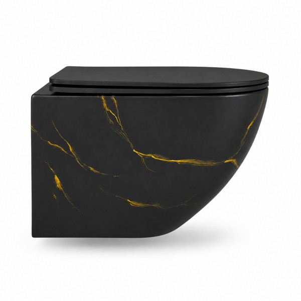 Подвесной унитаз VBI VULCANO BLACK MARBLE MATT TORNADO