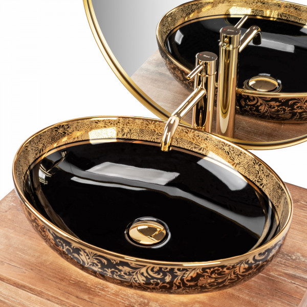 Умивальник (раковина) REA MARGOT GOLD BLACK накладний