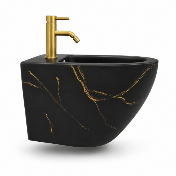 Подвесное биде VBI VULCANO BLACK MARBLE MATT