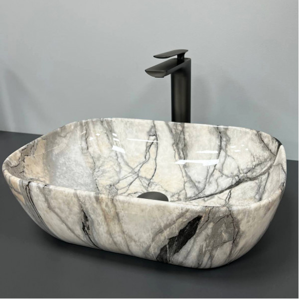 Умывальник (раковина) VBI RAVENNA LIGHT GREY ONYX GLOSSY накладной