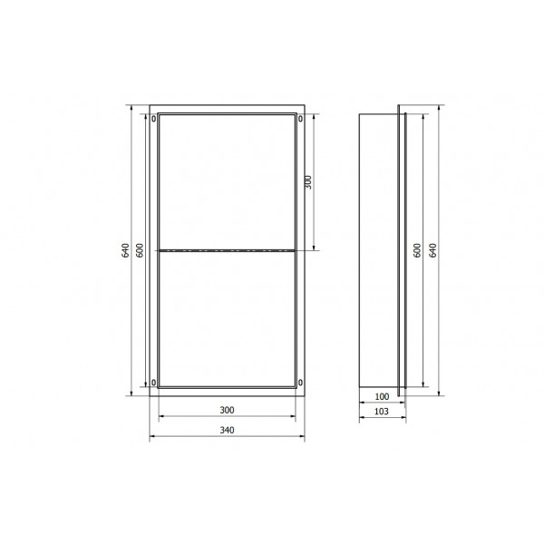 Вбудована полиця MEXEN X-Wall-NR 60x30 BLACK без обідка