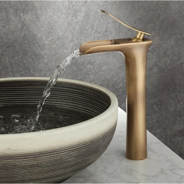 Смеситель для раковины (умывальника) REA LAGUNA ANTIQUE BRUSHED GOLD высокий