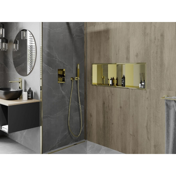 Вбудована полиця MEXEN X-Wall-R 90 GOLD з обідком
