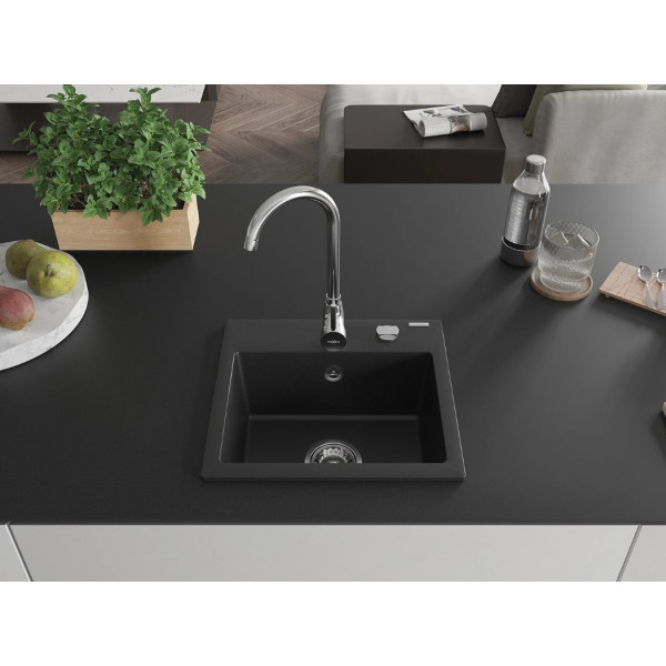 Гранітне кухонне миття MEXEN MILO BLACK + сифон CHROME
