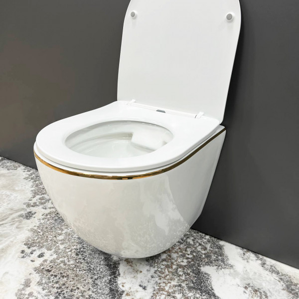 Подвесной унитаз VBI VULCANO WHITE GOLD EDGE