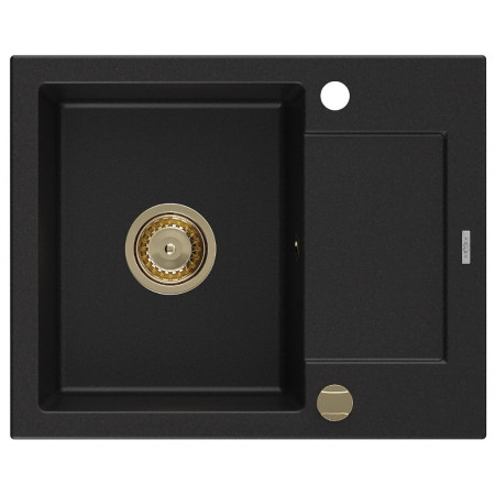Гранітна кухонна мийка MEXEN ENZO BLACK + сифон GOLD