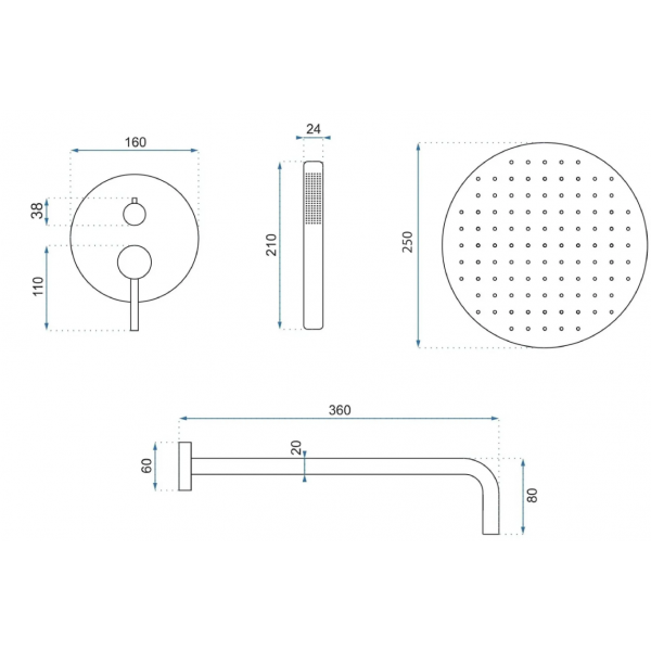 Душевая система REA LUNGO TYTAN + BOX скрытого монтажа