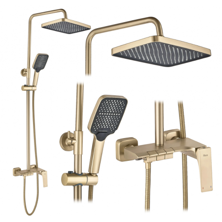 Душевой гарнтитур REA JOE BRUSHED GOLD с изливом