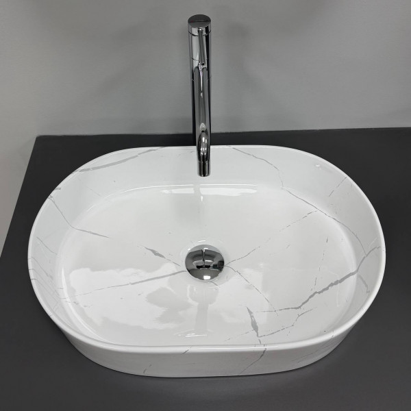 Умывальник (раковина) VBI VERONA 50 MARBLE WHITE GLOSSY накладной