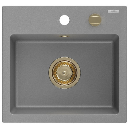 Гранітна кухонна мийка MEXEN MILO GREY + сифон GOLD