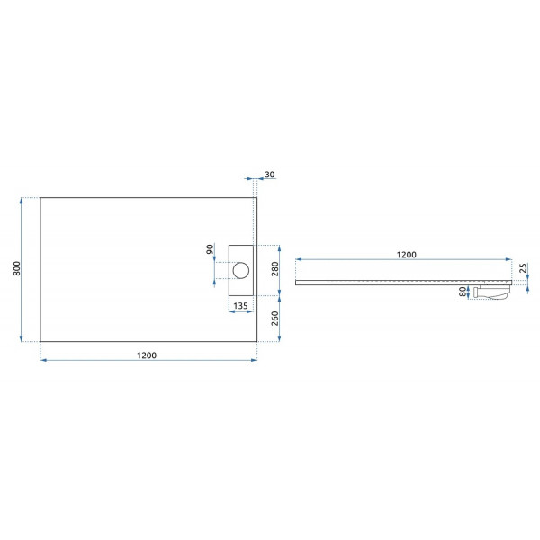 Душевой поддон REA BAZALT 80x120 WHITE