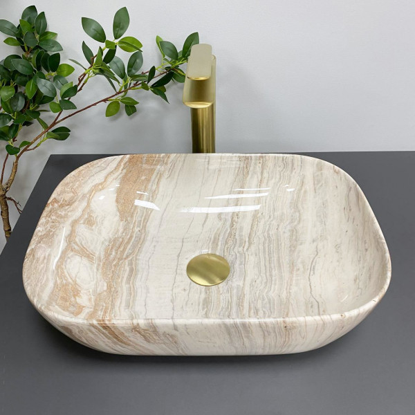 Умывальник (раковина) VBI RAVENNA TRAVERTINE GLOSSY накладной