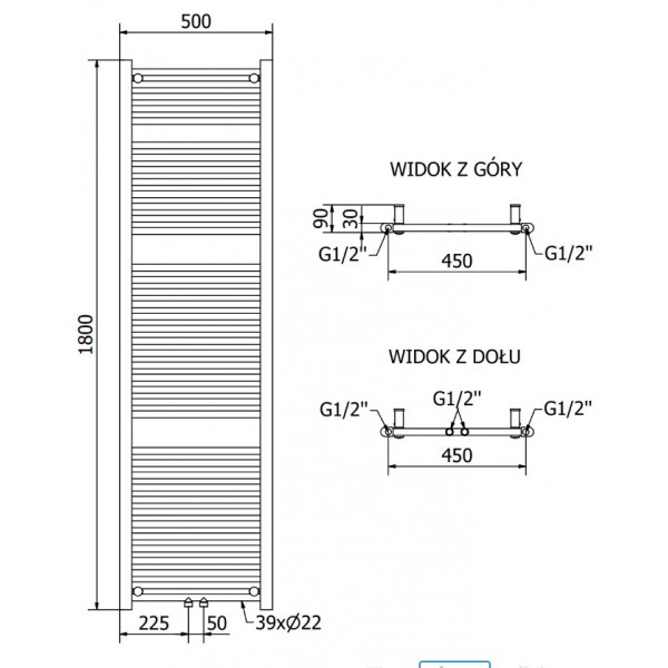 Сушка для рушників MEXEN MARS 180х50 WHITE 600W електрична