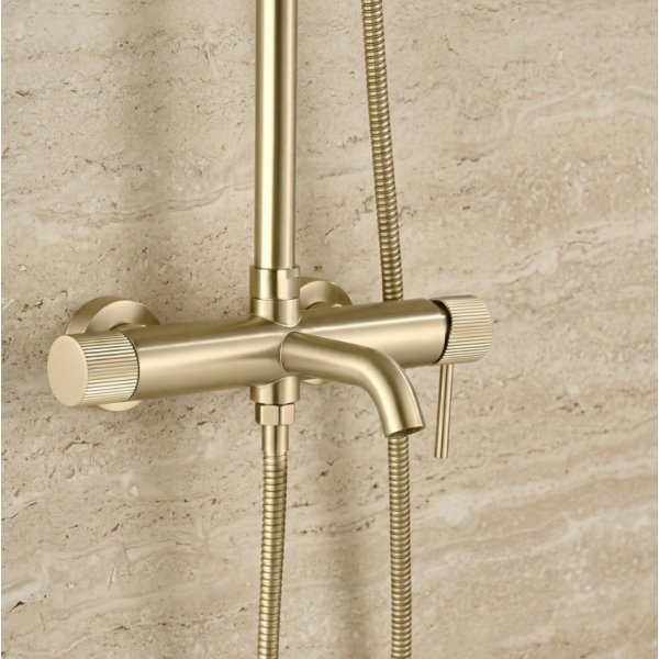 Душевой гарнитур REA LUNGO STRIPE BRUSHED GOLD с изливом