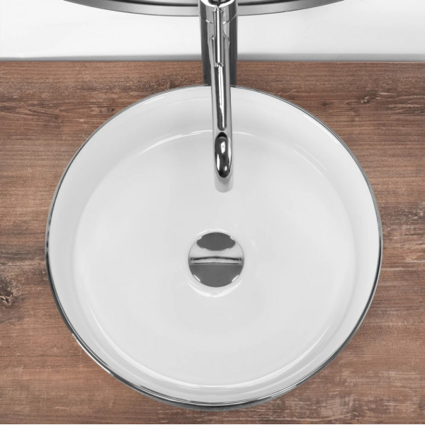 Умывальник (раковина) REA SAMI BRUSHED SILVER WHITE накладной