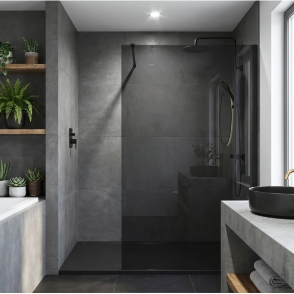 Душевая стенка REA FLEXI 80 GREY BLACK