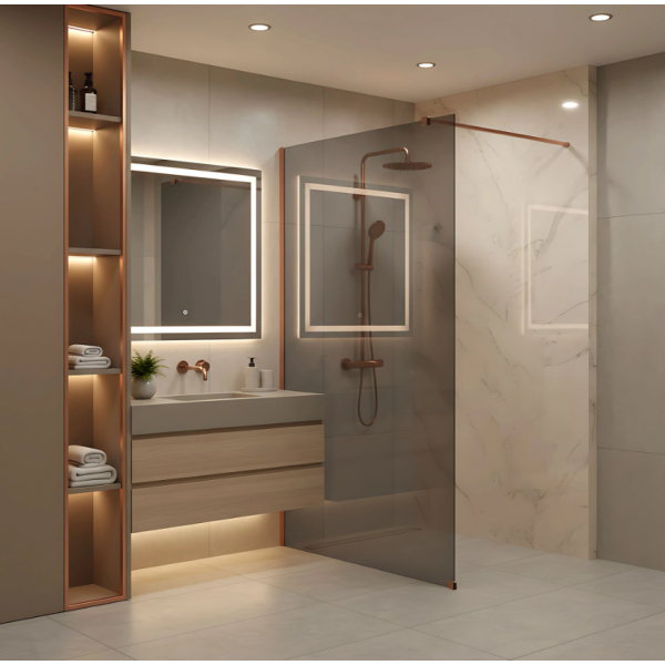 Душевая стенка REA FLEXI 110 GREY BRUSHED COPPER