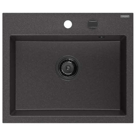 Гранітна кухонна мийка MEXEN OSCAR BLACK GRANITE + сифон BLACK
