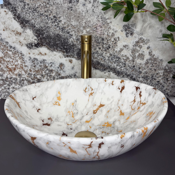 Умывальник (раковина) VBI PARMA S MARBLE WHITE GLOSSY накладной