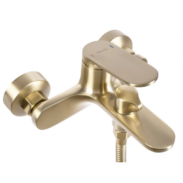 Смеситель для ванны и душа REA MARCO BRUSHED GOLD настенный с изливом