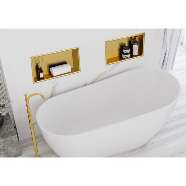 Встраиваемая полка REA 30X45 BRUSHED GOLD с ободком