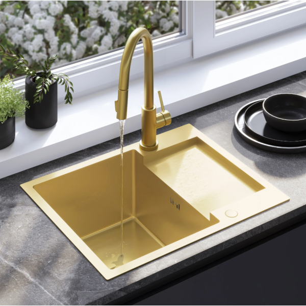 Стальная кухонная мойка REA PAUL BRUSHED GOLD