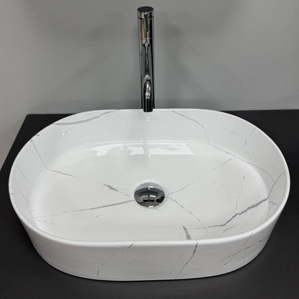 Умывальник (раковина) VBI VERONA 50 MARBLE WHITE GLOSSY накладной