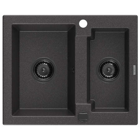 Гранітна кухонна мийка MEXEN CARLOS BLACK GRANITE + сифон BLACK
