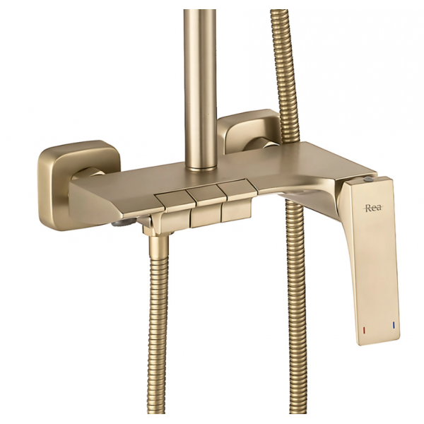 Душевой гарнтитур REA JOE BRUSHED GOLD с изливом
