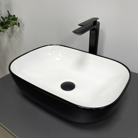 Умывальник (раковина) VBI RAVENNA BLACK WHITE GLOSSY накладной