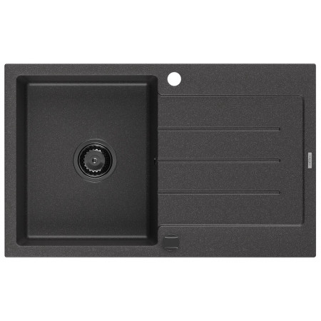 Гранітна кухонна мийка MEXEN BRUNO BLACK GRANITE + сифон BLACK