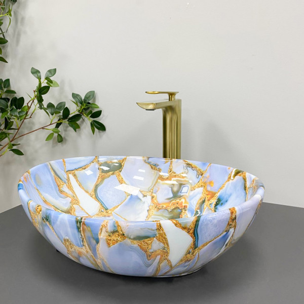 Умывальник (раковина) VBI PARMA MARBLE BLUE GLOSSY накладной