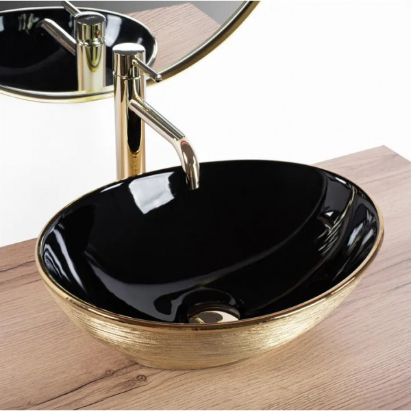 Умывальник (раковина) REA SOFIA BRUSHED GOLD BLACK накладной *