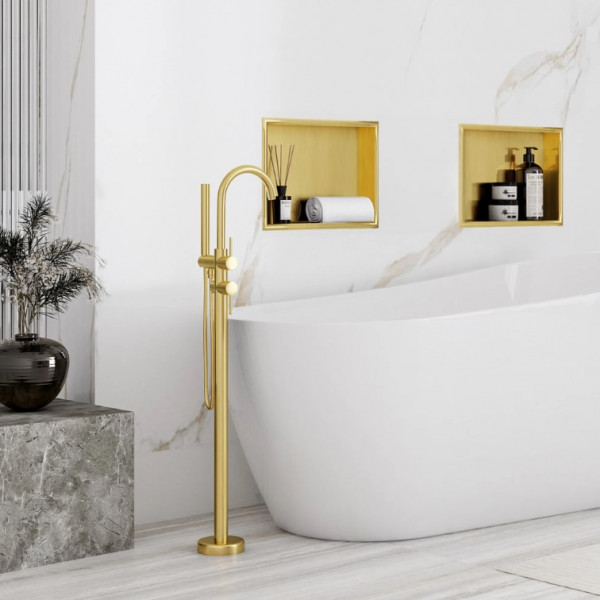 Встраиваемая полка REA 30X30 BRUSHED GOLD с ободком
