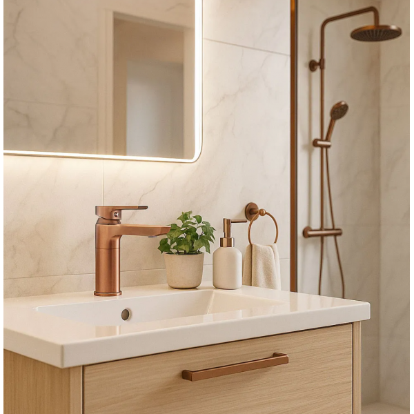 Смеситель для раковины (умывальника) REA ARGUS BRUSHED COPPER низкий