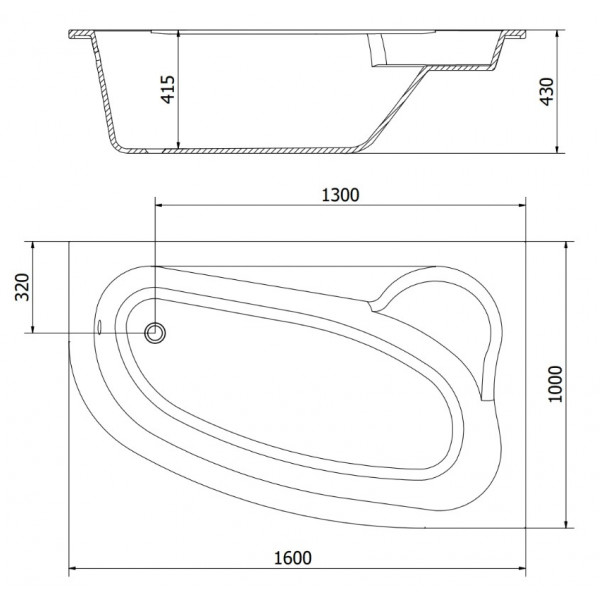 Ванна кутова MEXEN WESTA 160x100 WHITE акрилова права