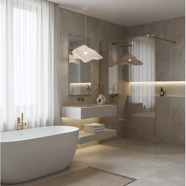 Душевая стенка REA FLEXI 80 TRANSPARENT BRUSHED GOLD