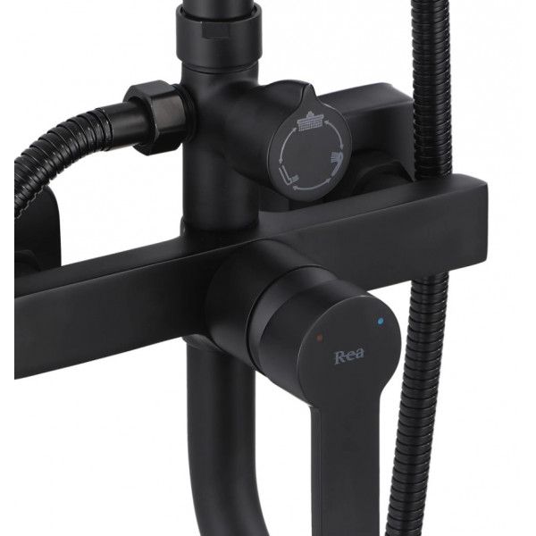 Душевой гарнитур REA ARGUS BLACK черный с изливом