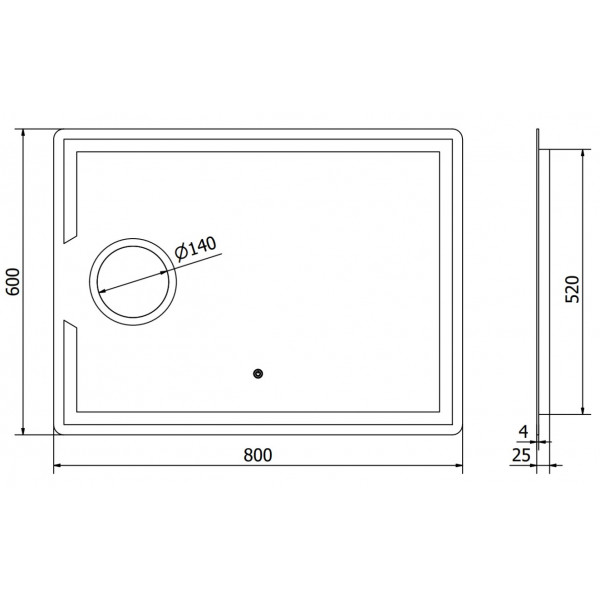 Дзеркало MEXEN ONYX 80x60 LED прямокутне
