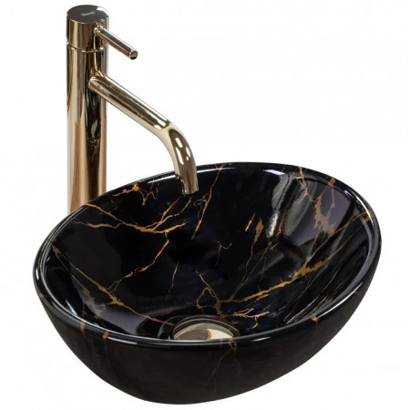 Умывальник (раковина) REA SOFIA MINI BLACK MARBLE SHINY накладной