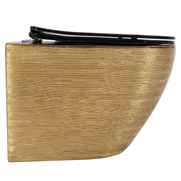 Подвесной унитаз REA CARLO TORNADO BRUSHED GOLD BLACK