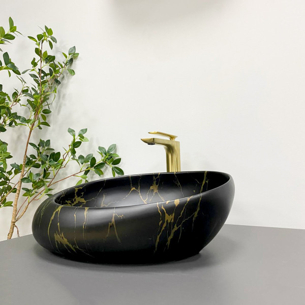 Умывальник (раковина) VBI VALIANO MARBLE BLACK MATT накладной