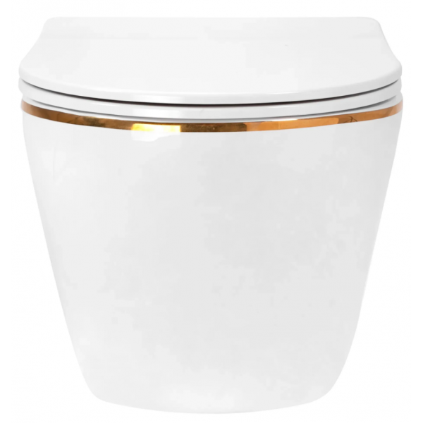 Подвесной унитаз REA CARLO MINI TORNADO WHITE GOLD EDGE