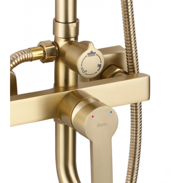 Душевой гарнитур REA ARGUS BRUSHED GOLD золотой матовый с изливом
