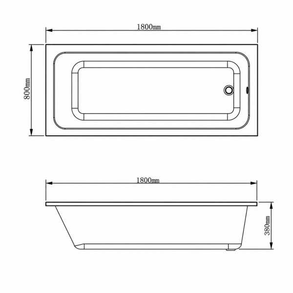 Комплект ванна VBI AMIATA 180x80 встраиваемая+сифон CHROME+ножки