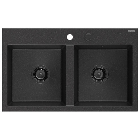 Гранітна кухонна мийка MEXEN HEKTOR BLACK SILVER + сифон BLACK