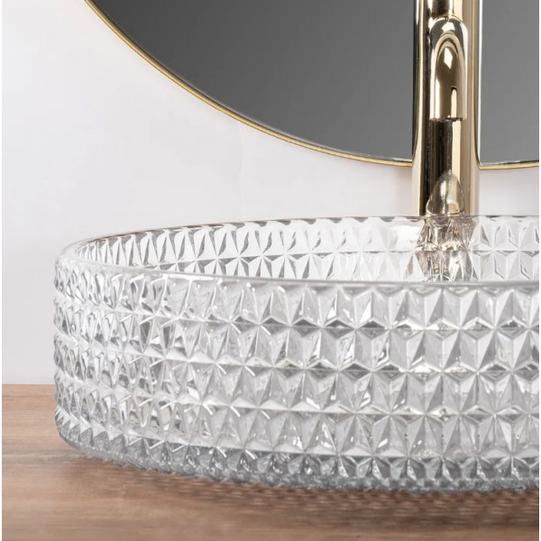 Умывальник (раковина) REA CRISTAL 39 TRANSPARENT накладной