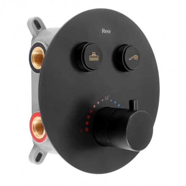 Душевая система REA LUNGO BLACK c термостатом + BOX скрытого монтажа